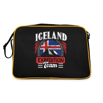 Island Staat Geschenkidee - Retro Tasche - Schwarz/Gold - Hinten