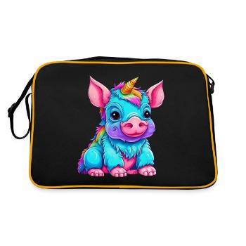 Fusion of pig and unicorn - rainbow design - Retro Bag - black/gold - Back