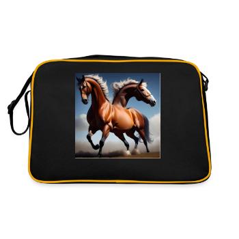 Wildpferde Hemd - Retro Tasche - Schwarz/Gold - Hinten