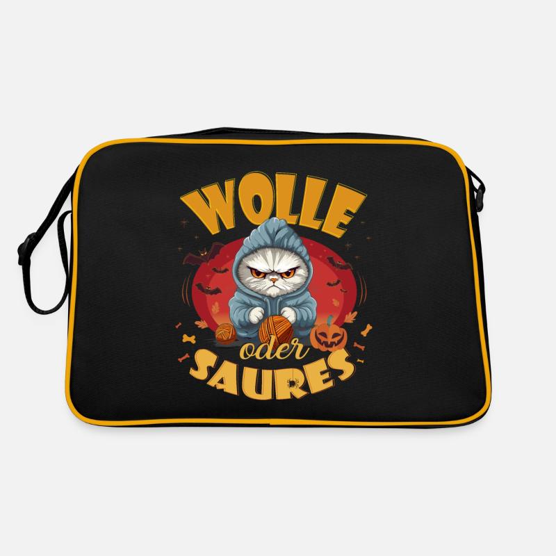 WOLLE oder SAURES - Halloween für Wollfans Retro Tasche