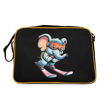 Cute elephant on skis - Looking forward to - Retro Bag - black/gold - Back
