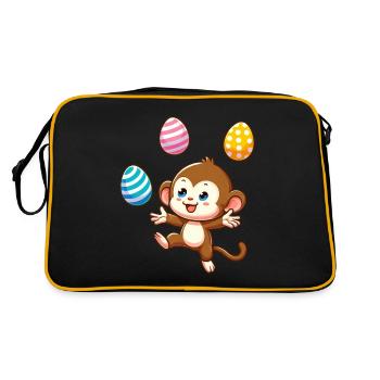 Easter Monkey Easter Egg Juggler Artist Design - Retro Bag - black/gold - Back