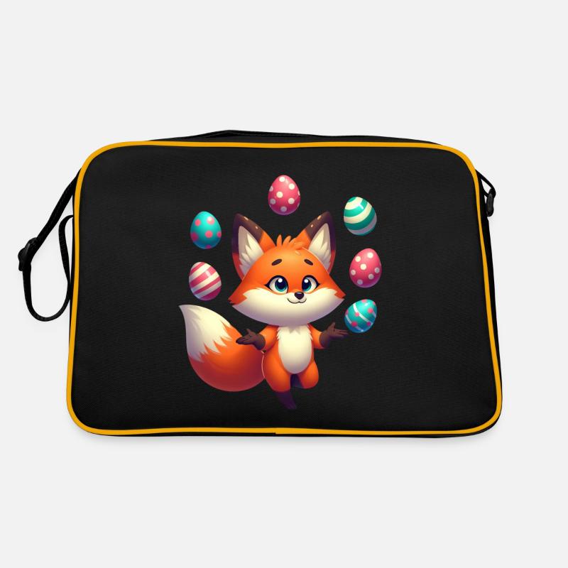 Juggling red fox with Easter eggs Retro Bag