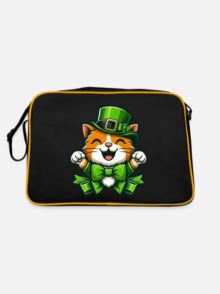 Dessin animé mignon de la Saint-Patrick - Sac Retro - noir/or - Dos