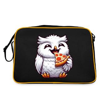 Hibou Harfang des neiges Pizza Amateur de pizza - Sac Retro - noir/or - Dos