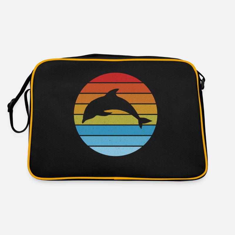 Vintage retro stripe dolphin silhouette Retro Bag