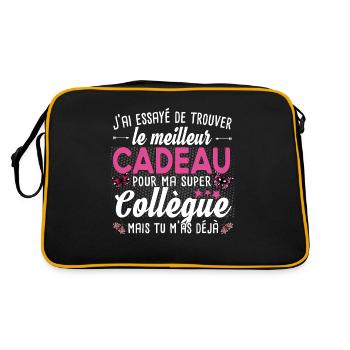 Collègue Collègues Femme T-shirt Mug Cadeau - Sac Retro - noir/or - Dos