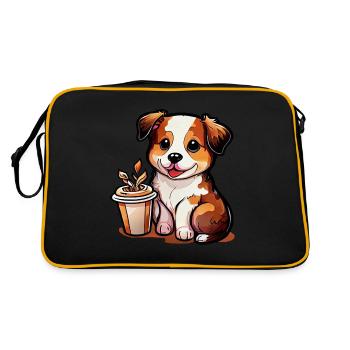 Chien avec café: le compagnon idéal - Sac Retro - noir/or - Dos
