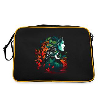 Woman as fairy forest spirit Watercolor Airbrush - Retro Bag - black/gold - Back