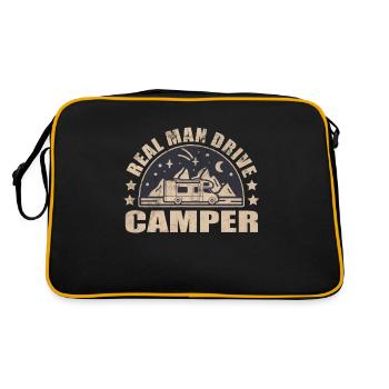 Camping RV Real Man Drive Camper Gift - Retro Bag - black/gold - Back