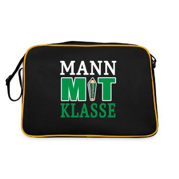 Lehrer Mann Mit Klasse Pädagoge Klassenlehrer - Retro Tasche - Schwarz/Gold - Hinten