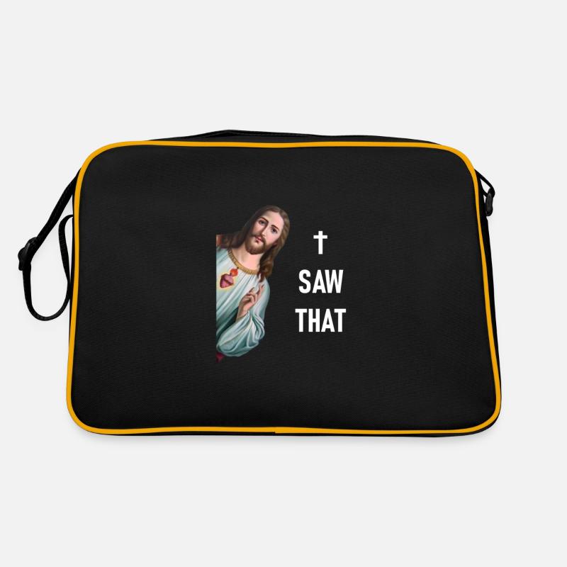 Lustiges Karma & Jesus Meme - I SAW THAT - - Retro Tasche - Schwarz/Gold