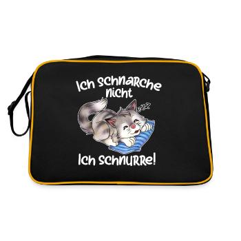 Ich schnarche nicht ich schnurre, süße Katze - Retro Tasche - Schwarz/Gold - Hinten