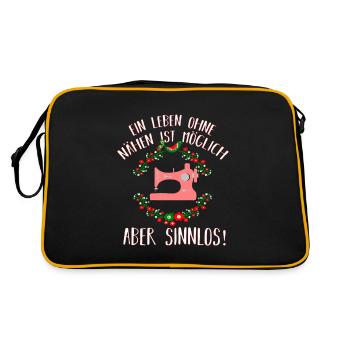 Leben ohne Nähen ist Sinnlos - Hobby Nähmaschine - Retro Tasche - Schwarz/Gold - Hinten