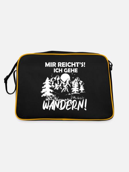 Mir reicht´s ich geh wandern! Wander Geschenk - Retro Tasche - Schwarz/Gold - Hinten