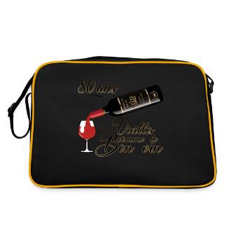 80 ans anniversaire vieillis bon vin humour alcool - Sac Retro - noir/or - Dos