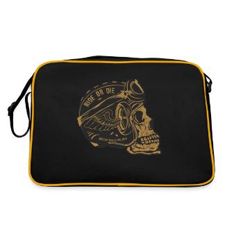 skull skull helmet biker wing wheel - Retro Bag - black/gold - Back