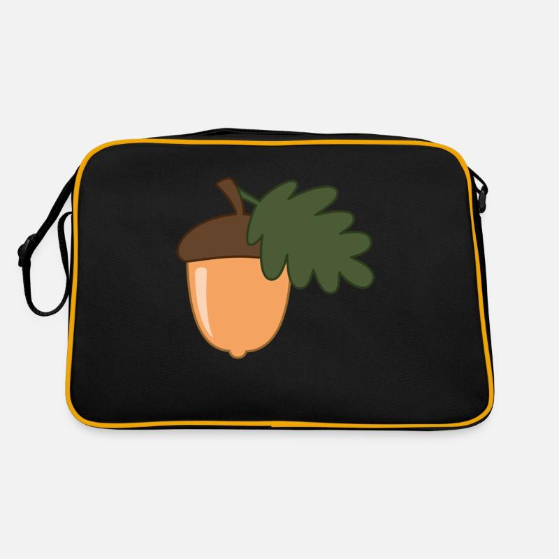 Eichel Nuss - Retro Tasche - Schwarz/Gold