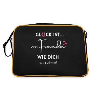 Glück ist, eine Freundin wie Dich zu haben - Retro Tasche - Schwarz/Gold - Hinten