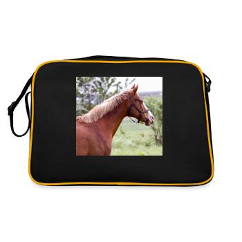 Horse. Pferd. - Retro Tasche - Schwarz/Gold - Hinten