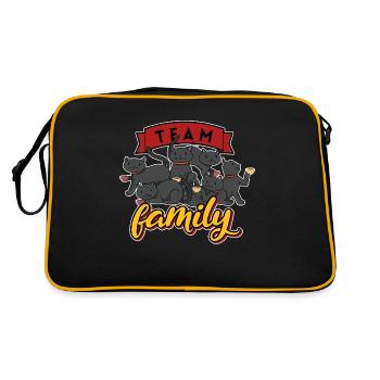 team family cat coffee department head party - Retro Bag - black/gold - Back