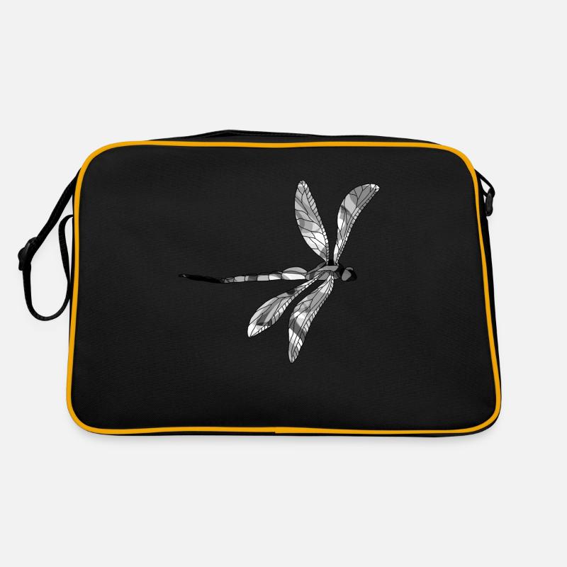 Libelle - Retro Tasche - Schwarz/Gold