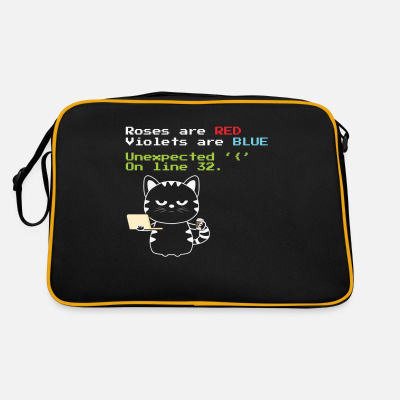 Funny Coding cat Progrmmer nerd geek - Retro Tasche - Schwarz/Gold