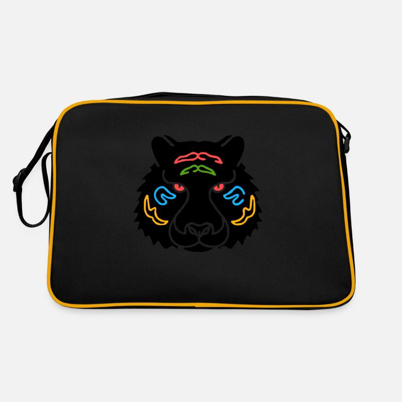 Symbol eines indischen Tigers, Kultur Indiens - Retro Tasche - Schwarz/Gold