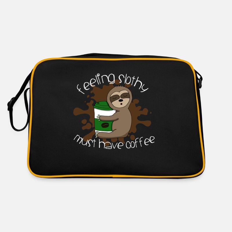 Kaffee-Faultier - Retro Tasche - Schwarz/Gold