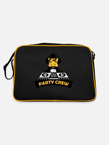 duck party crew - Retro Tasche - Schwarz/Gold - Hinten