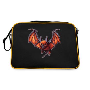 Flughund in Vintage 16 Bit Grafik alter Zeiten - Retro Tasche - Schwarz/Gold - Hinten
