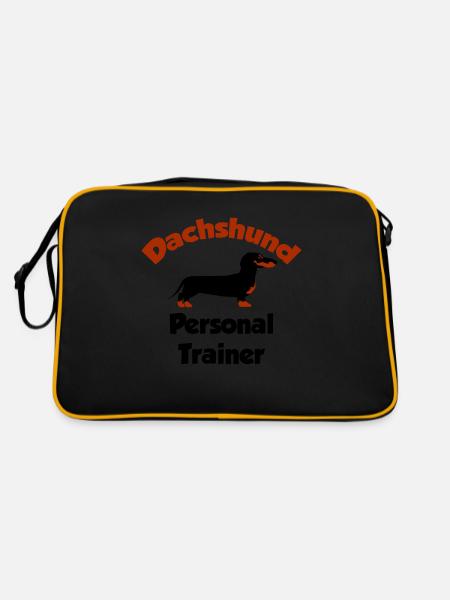 Dachshund - Personal Trainer - Retro Bag - black/gold - Back