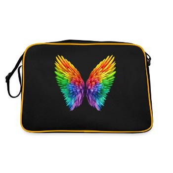 Engelsflügel im Farbenrausch-LGBT Pride_2 - Retro Tasche - Schwarz/Gold - Hinten