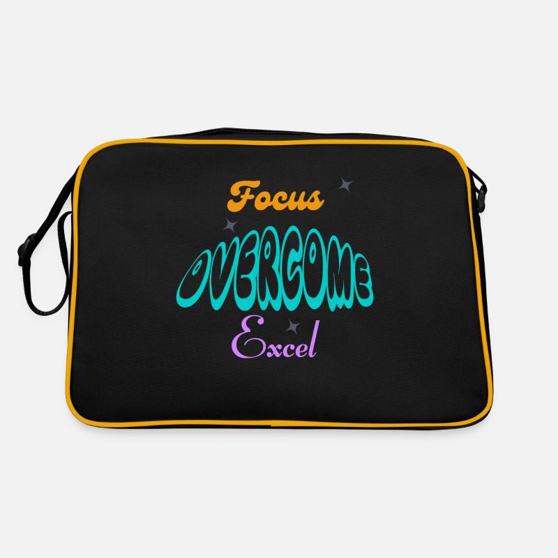 Fucus, Overcome, Excel typography Retro Bag