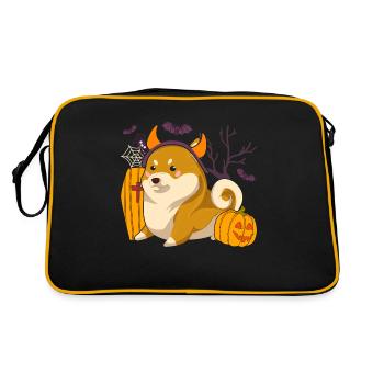 Halloween Bat Pumpkin Dogs Devil Shiba Inu - Retro Bag - black/gold - Back