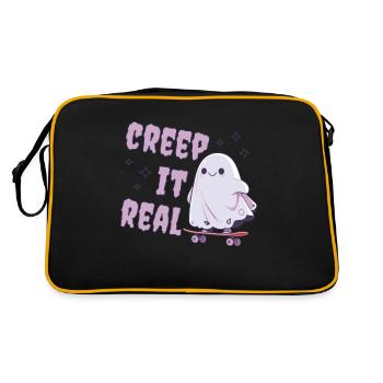 Cute ghost on a skateboard | Creep it Real - Retro Bag - black/gold - Back