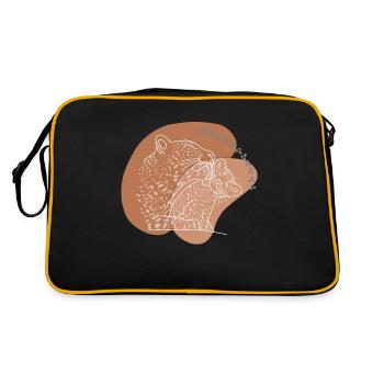 "Leopard", Boho Line Art Design, Series "Big 5" - Retro Bag - black/gold - Back