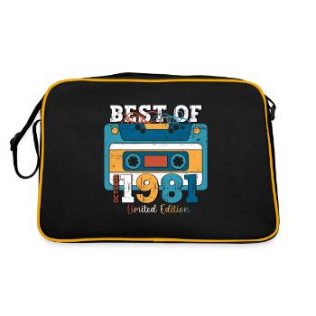 42e anniversaire mari octobre millésime 1981 cassette - Sac Retro - noir/or - Dos