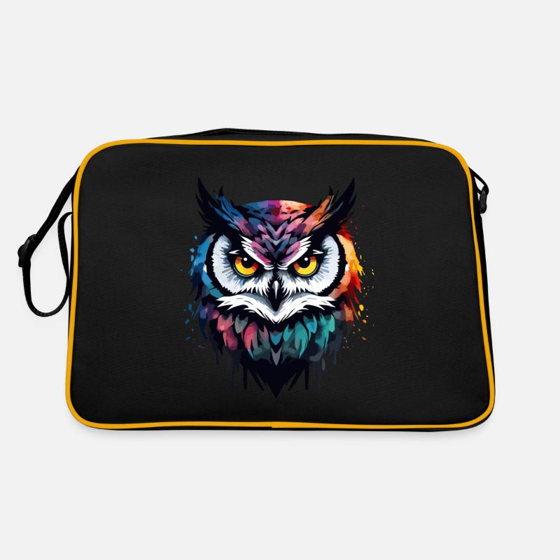 Eule coole bunte Federn cooler cooler Vogel Retro Tasche