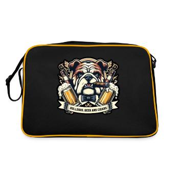 Bulldogs, Bier und Zigarren - Retro Tasche - Schwarz/Gold - Hinten
