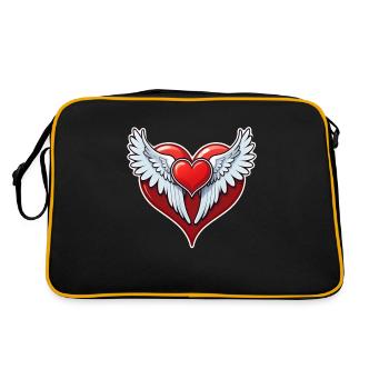 coeur rouge avec des ailes - Sac Retro - noir/or - Dos