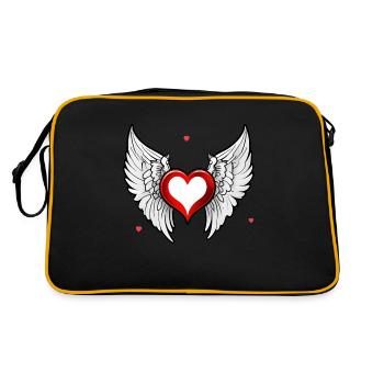 coeur rouge avec des ailes - Sac Retro - noir/or - Dos