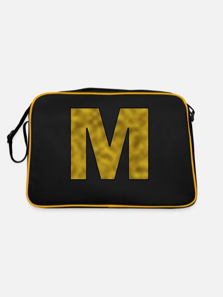 Buchstabe M Gold - Retro Tasche - Schwarz/Gold - Hinten