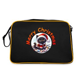 Chat de Noël guirlandes lumineuses - Sac Retro - noir/or - Dos