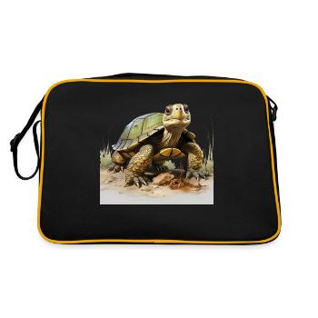 Landschildkröten sind beliebte Haustiere - Retro Tasche - Schwarz/Gold - Hinten