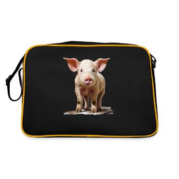 Little cute piglet - Retro Bag - black/gold - Back
