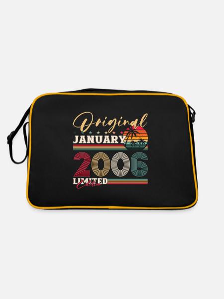 18. Geburtstag Januar Jahrgang 2006 Original - Retro Tasche - Schwarz/Gold