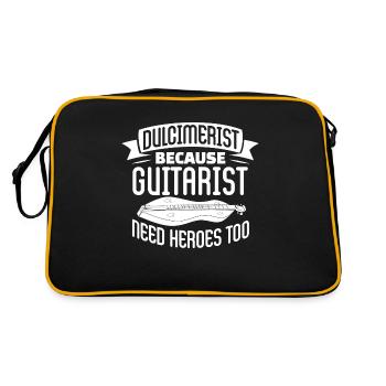 Dulcimerist because Guitarist need Heroes too - Retro Tasche - Schwarz/Gold - Hinten