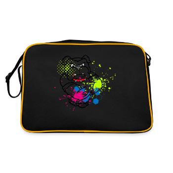 bulldog farbig splash - Retro Tasche - Schwarz/Gold - Hinten