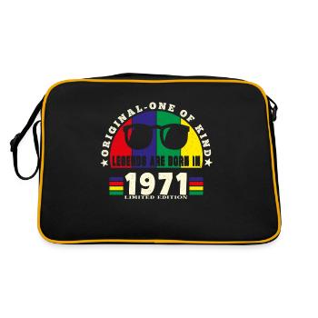 Original - Einzigartiges Geburtstagsgeschenk aus dem Jahr 1971. - Retro Tasche - Schwarz/Gold - Hinten